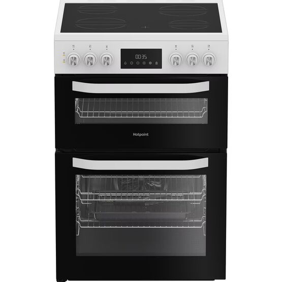 HOTPOINT HDE6VDW 60cm Electric Double Oven Cooker - White