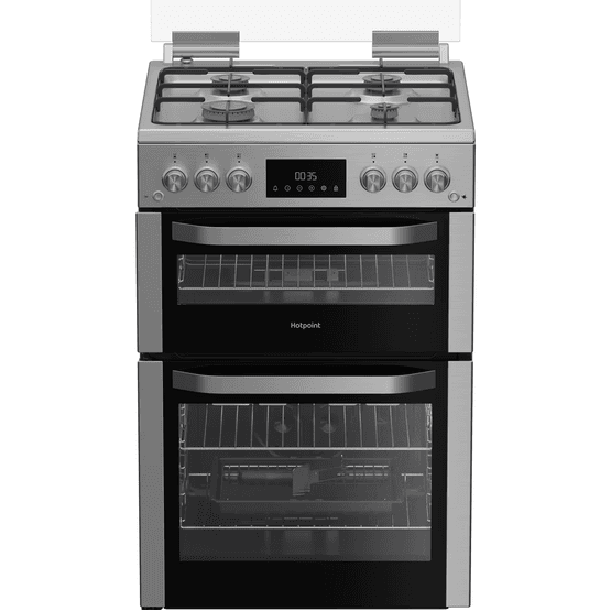HOTPOINT HDG6GDCX 60cm Gas Double Oven Cooker - Inox