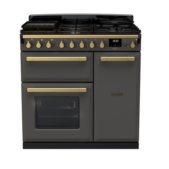 RANGEMASTER ESDL90DFPSLT/AB1 Estel DLX 90 Dual Fuel - Slate/Brass