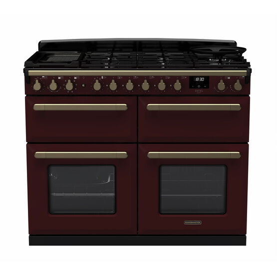 RANGEMASTER ESDLB110DFPBOR/AB1 Estel DLX 110 BC Dual Fuel Range Cooker - Bordeaux/Brass