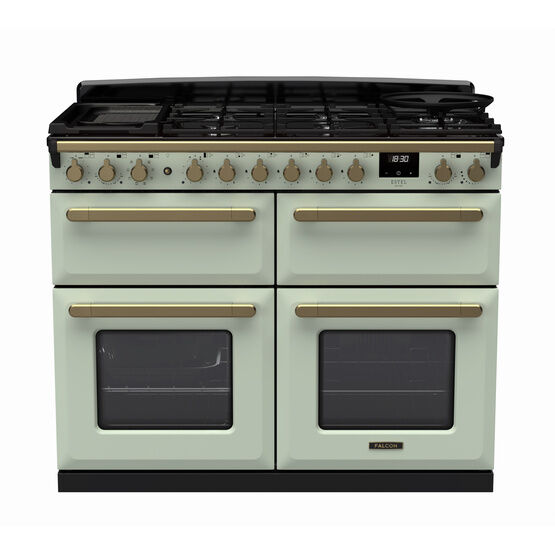 RANGEMASTER ESDLB110DFPMNT/AB1 Estel DLX 110 BC Dual Fuel Range Cooker - Mint/Brass