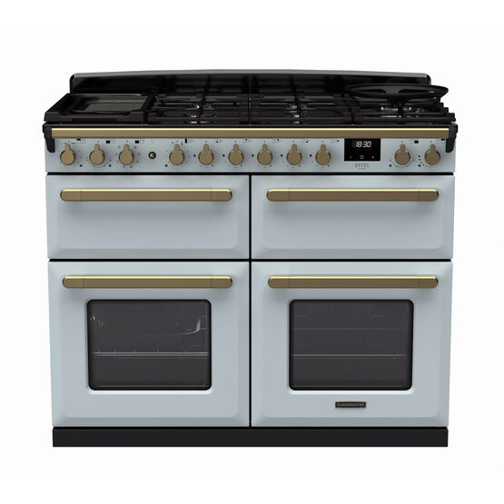 RANGEMASTER ESDLB110DFPMSB/AB1 Estel DLX 110 BC Dual Fuel Range Cooker - Misty Blue/Brass