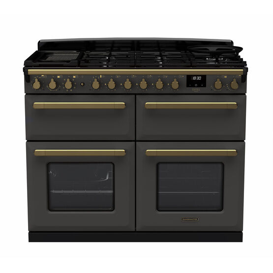 RANGEMASTER ESDLB110DFPSLT/AB1 Estel DLX 110 BC Dual Fuel Range Cooker - Slate/Brass
