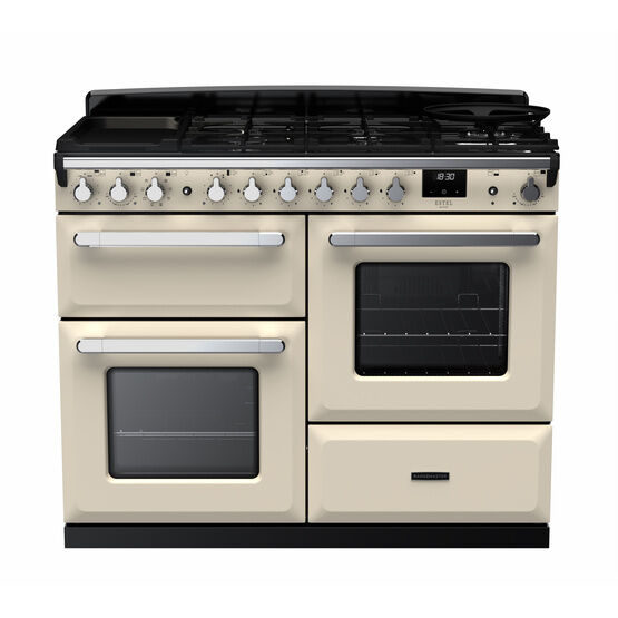 RANGEMASTER ESDLO110DFPPCR/CM1 Estel Deluxe 110cm OC Dual Fuel Range Cooker - Pale Cream/Chrome
