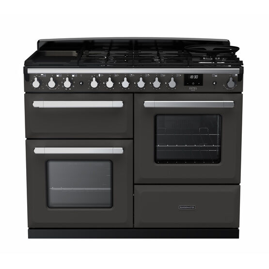 RANGEMASTER ESDLO110DFPSLT/CM1 Estel Deluxe 110cm OC Dual Fuel Range Cooker - Slate/Chrome