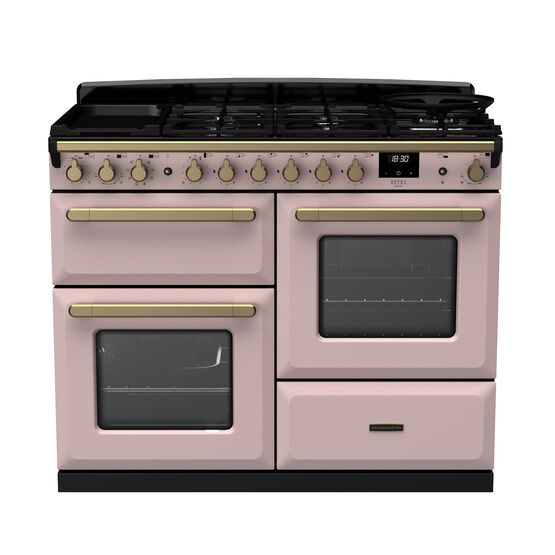RANGEMASTER ESDLO110DFPPPK/AB1 Estel Deluxe 110cm OC Dual Fuel - Pale Pink/Brass