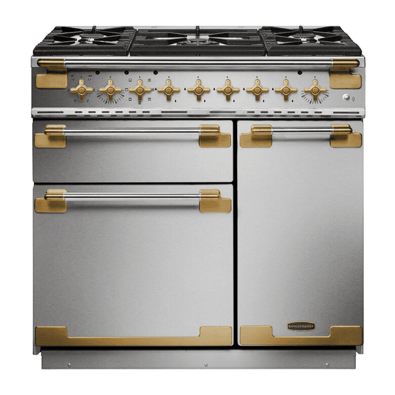 RANGEMASTER 135370 Elise Lux 90cm Dual Fuel Range - Stainless Steel with Antique Brass Trim