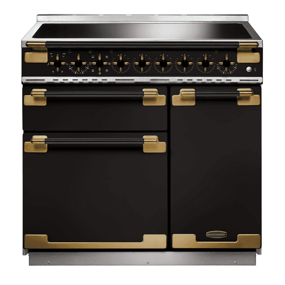 RANGEMASTER 136310 Elise Lux 90cm Induction Range - Black with Black / Antique Brass Trim