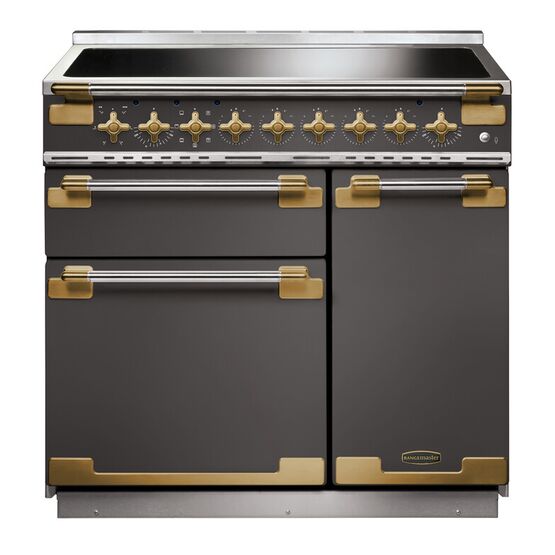 RANGEMASTER 135250 Elise Lux 90cm Induction Range - Slate with Antique Brass Trim