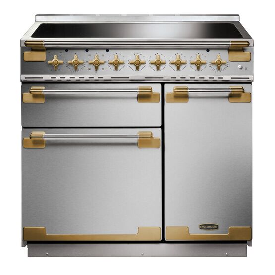 RANGEMASTER 135350 Elise Lux 90cm Induction Range - Stainless Steel with Antique Brass Trim