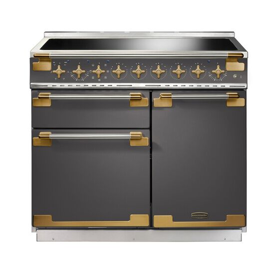 RANGEMASTER ELS100EISL/AB Elise Lux 100cm Induction Range - Slate with Antique Brass Trim