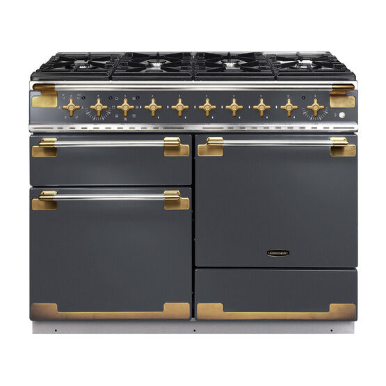 RANGEMASTER ELS110DFSL/AB Elise Lux 110cm Dual Fuel Range - Slate with Antique Brass Trim