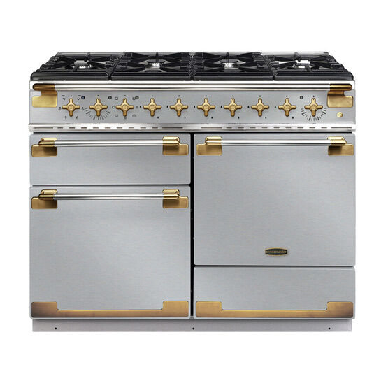 RANGEMASTER ELS110DFFSS/AB Elise Lux 110cm Dual Fuel Range - Stainless Steel with Antique Brass Trim