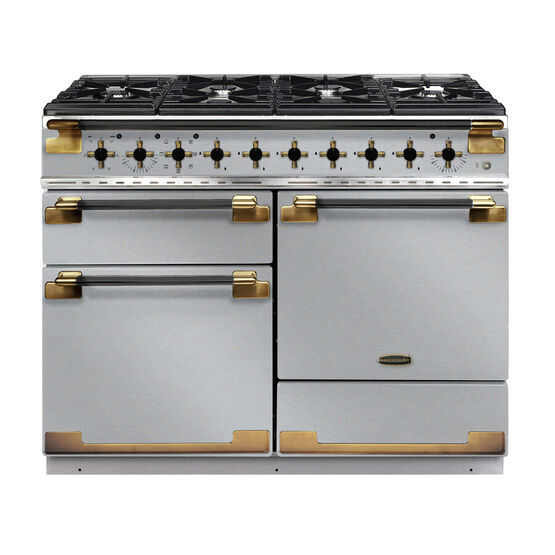 RANGEMASTER ELS110DFFSS/BE Elise Lux 110cm Dual Fuel Range - Stainless Steel with Black / Antique Brass Trim