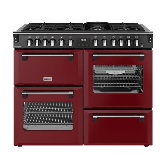 STOVES 444412032 Richmond Deluxe 110cm Dual Fuel Range Cooker- Garnet Red