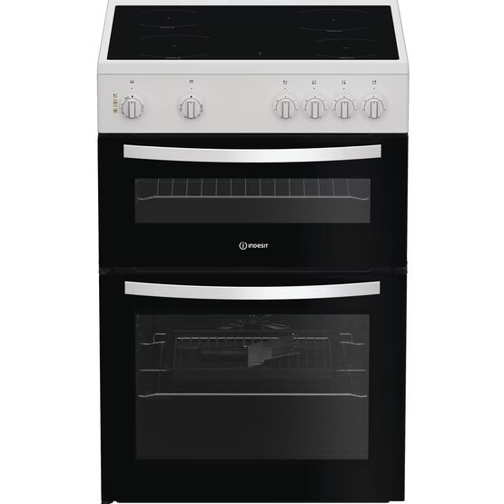 INDESIT IDE6VMW 60cm Electric Double Oven Cooker - White