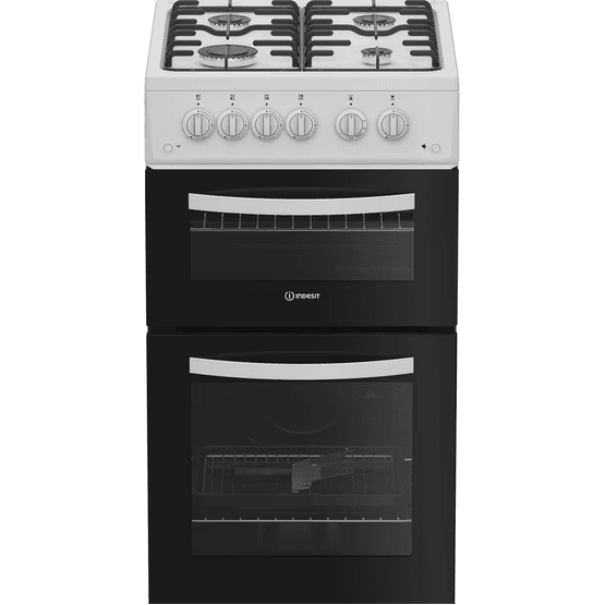 INDESIT ITG5GMW 50cm Gas Twin Cavity Cooker - White