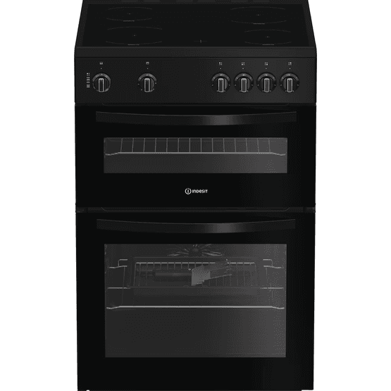 INDESIT ITE6VMB 60cm Twin Cavity Electric Cooker - Black