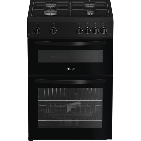 INDESIT ITG6GB 60cm Gas Twin Cavity Cooker - Black