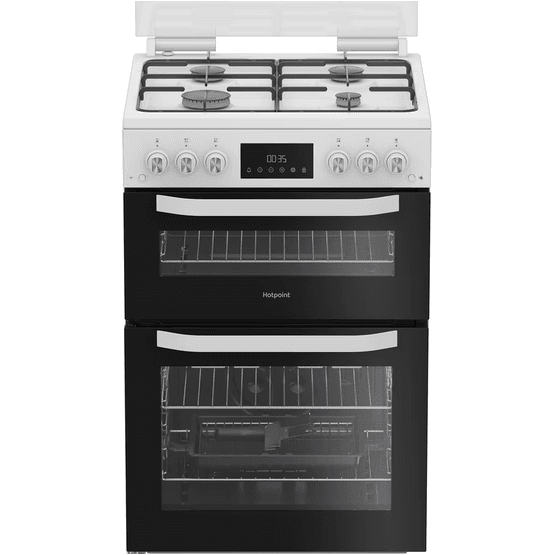 HOTPOINT HTG6GDCW 60cm Gas Twin Cavity Cooker - White