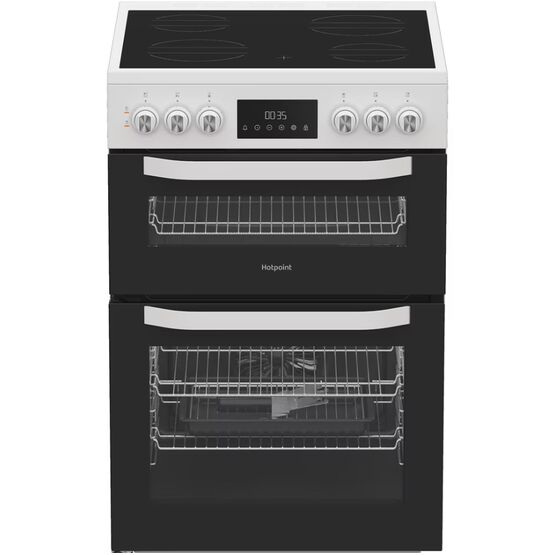HOTPOINT HTE6VDCW 60cm Electric Twin Cavity Cooker 75L with Multiflow - White