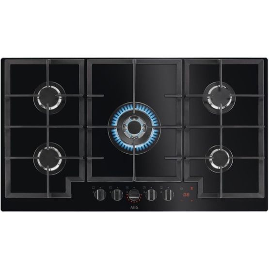 AEG HKB95450NB Flamelight Gas on Glass Hob 90cm