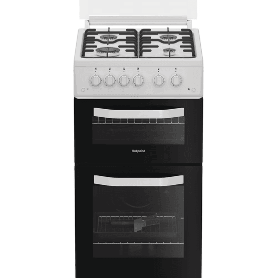 HOTPOINT HTG5GCWL 50cm Gas Twin Cavity Cooker - White