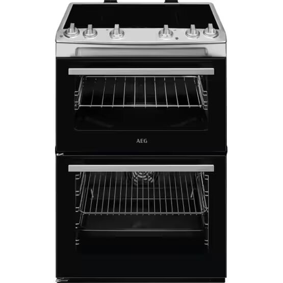 AEG CIX6500ABM 60cm Double Electric Cooker, Induction Hob Stainless Steel