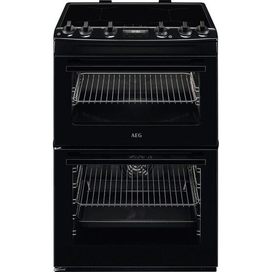 AEG CIX6540ACB 60cm Double Oven Cooker, Timer and Induction Hob Black