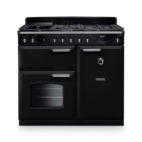 RANGEMASTER CL100DFPGBL/CM1 Classic 100cm Dual Fuel Gloss Black/Chrome