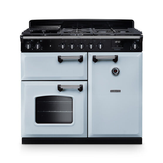 RANGEMASTER CL100DFPMSB/CM1 Classic 100cm Dual Fuel Misty Blue/Chrome