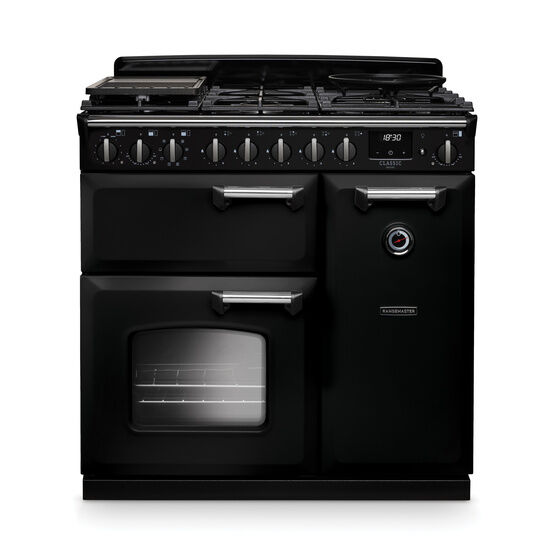 RANGEMASTER CLDL90DFPGBL/CM1 Classic Deluxe 90cm Dual Fuel Black/Chrome