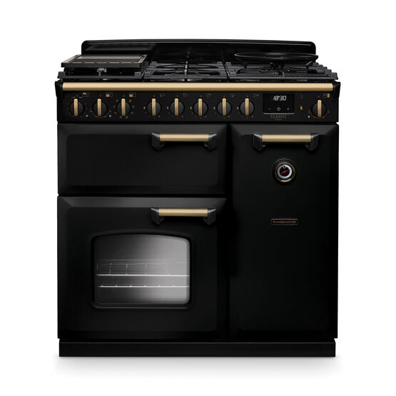 RANGEMASTER 18255 Classic Deluxe 90cm Dual Fuel Black/Antique Brass